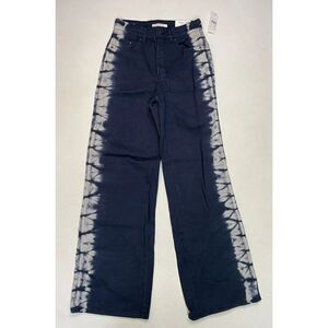 Pacsun High Waited Baggy Denim Jeans Women Size 25 Navy Blue Tie Dye NWT